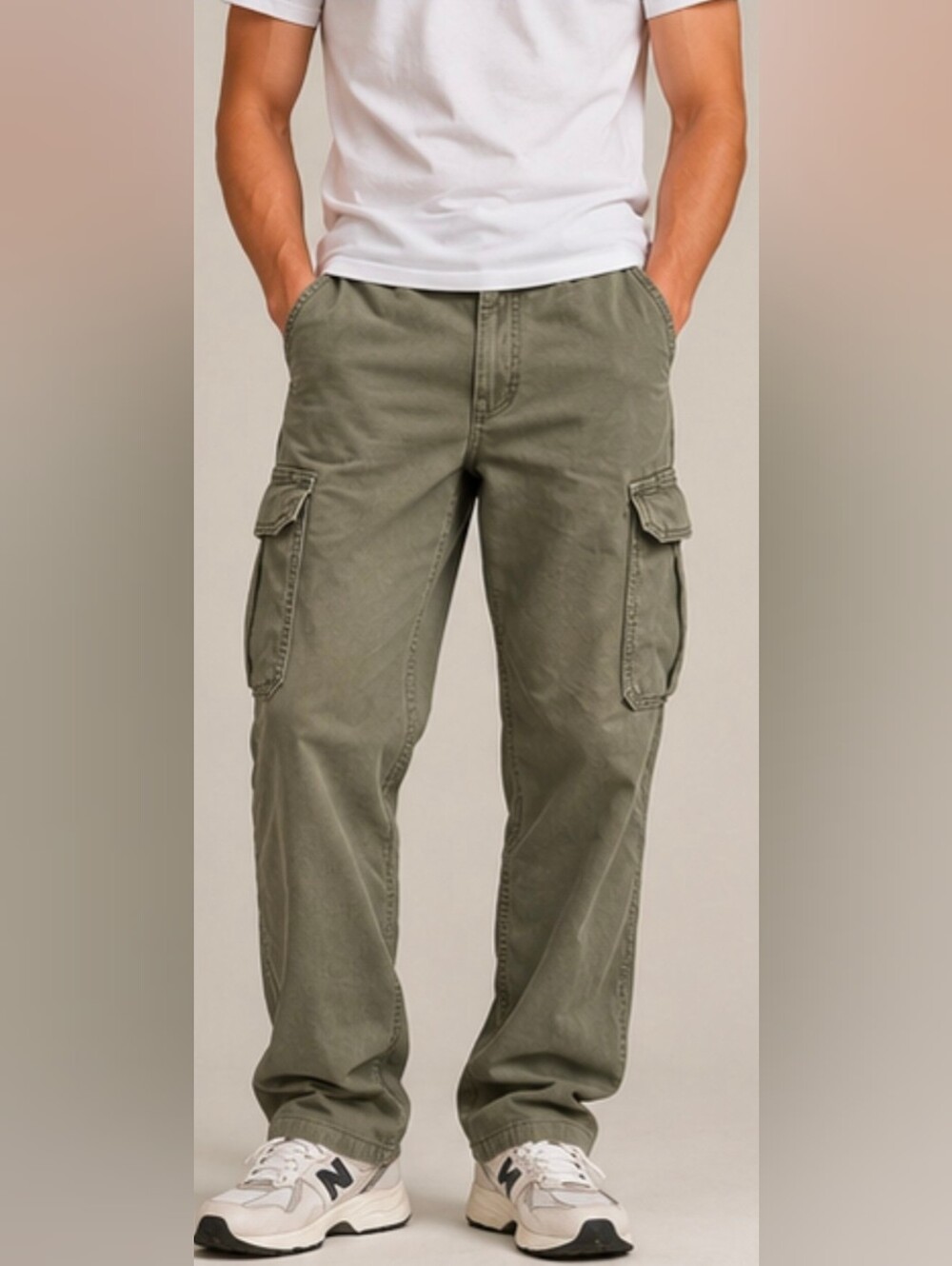 Cotton On Men's Olive Green Cargo Pants Size 34/86 Straight Leg Utility